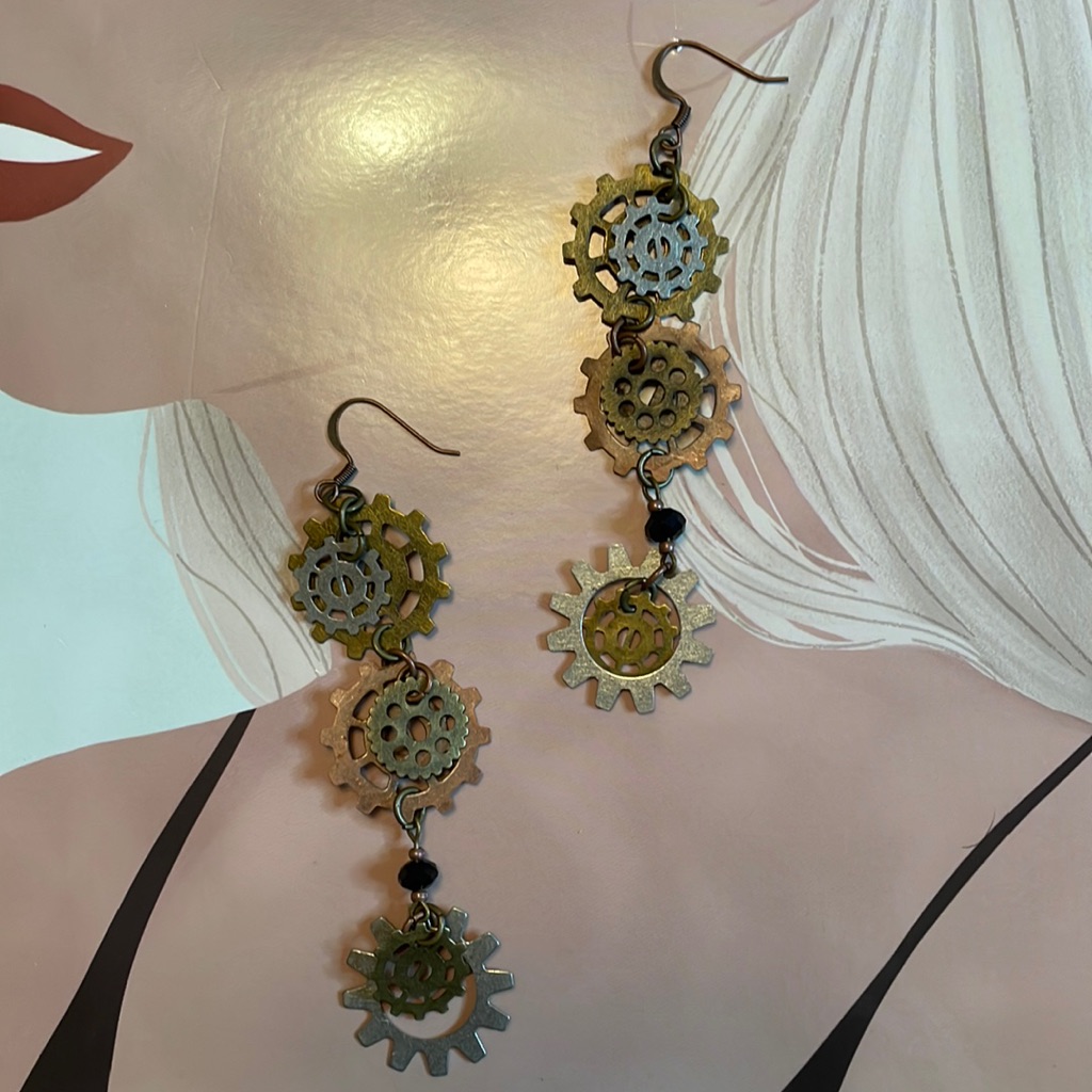 Steampunk Earrings 4”